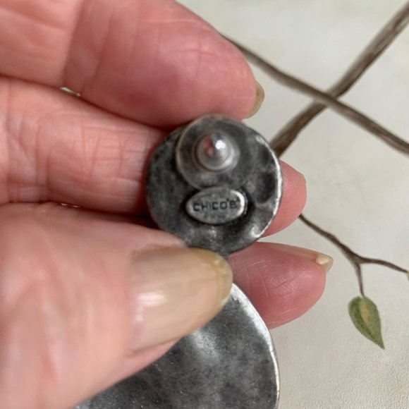 Chico's Silver Disk Earrings - Picture 2 of 3